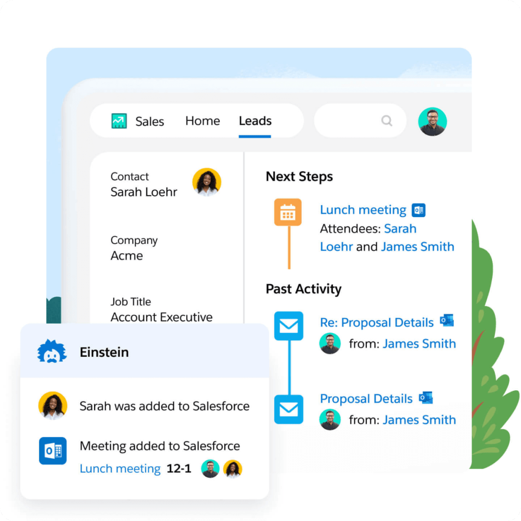 AI automatically updates relevant information for a new addition to CRM, including calendar updates.