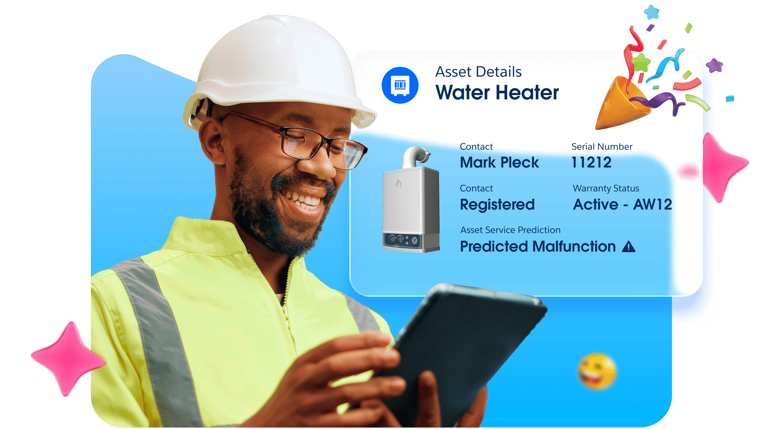 Field service technician getting asset details.