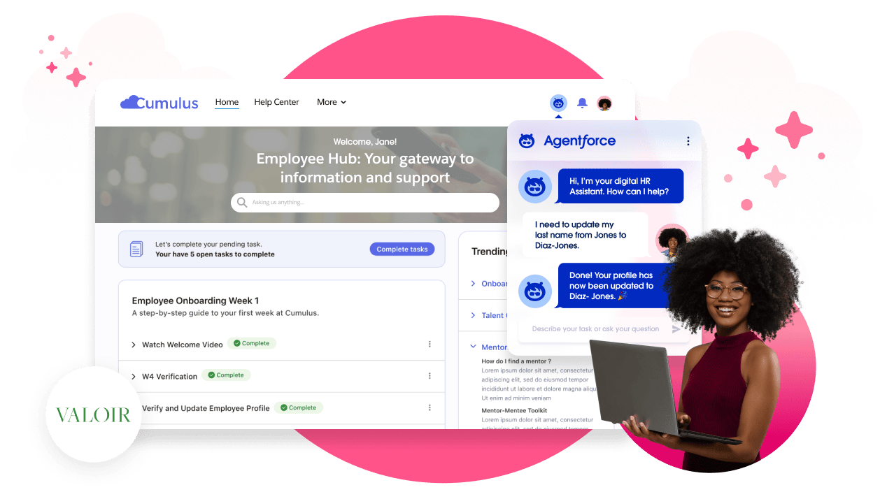 HR Service helping an employee change their last name in the Employee Hub.
