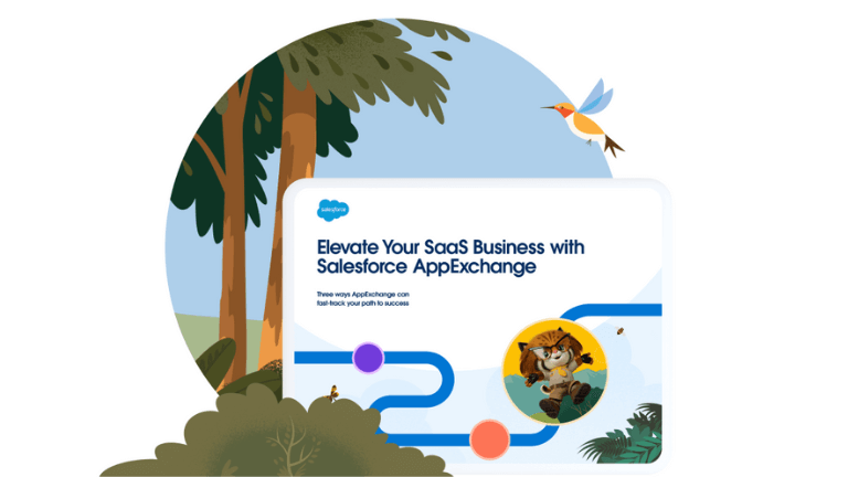 The cover page of the “Elevate Your SaaS Business with Salesforce AppExchange” guide.