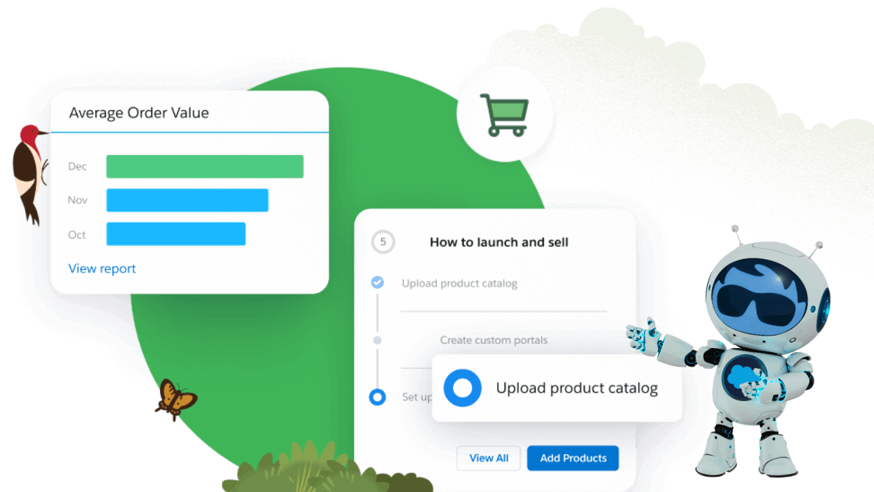Infographic illustrating five steps to launch and scale B2C Commerce success, from setting a strong foundation to unifying data and future-proofing with Agentic AI.