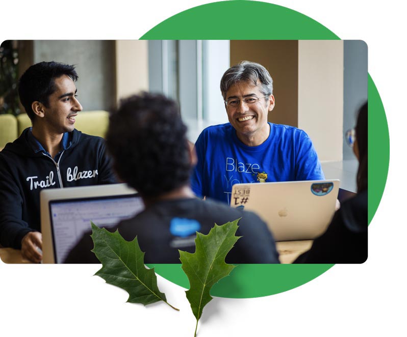 three trailblazers working on their laptops