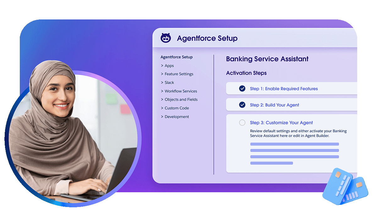 Salesforce for Public Sector logo in front of a graphical depiction of a Slack conversation.