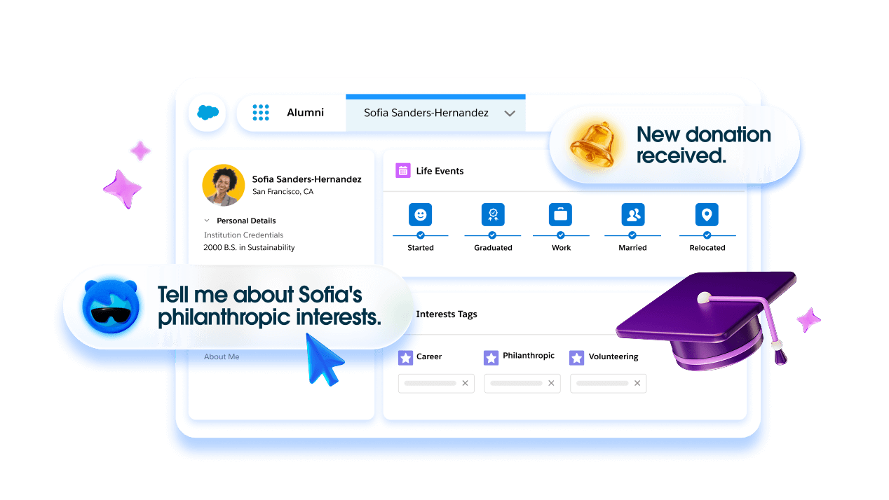 Laptop showing an Advancement solution in Education Cloud.