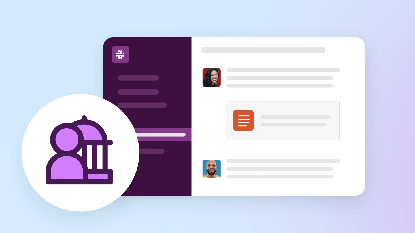 Salesforce for Public Sector logo in front of a graphical depiction of a Slack conversation.