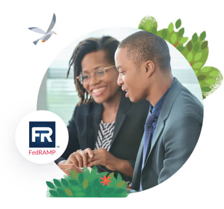 Two people working together