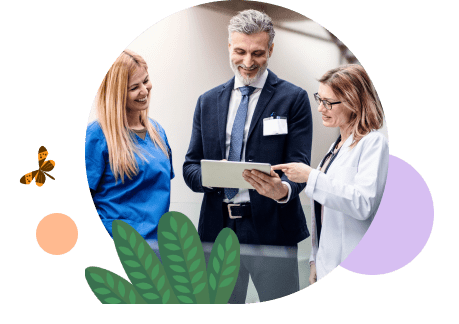 People standing and collaborating with a tablet