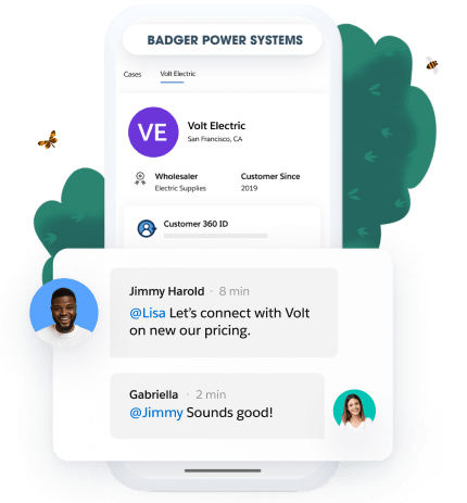 Two colleagues agree to discuss pricing with Volt, all from the convenience of their phone in the app.