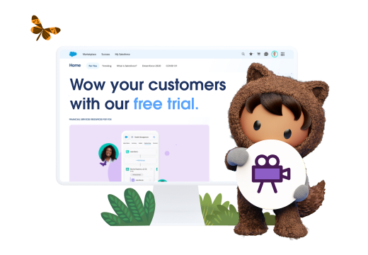 Astro in front of a free trial of Salesforce Media Cloud. 