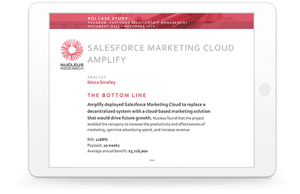 Cover of Amplify Case Study displayed within a tablet device