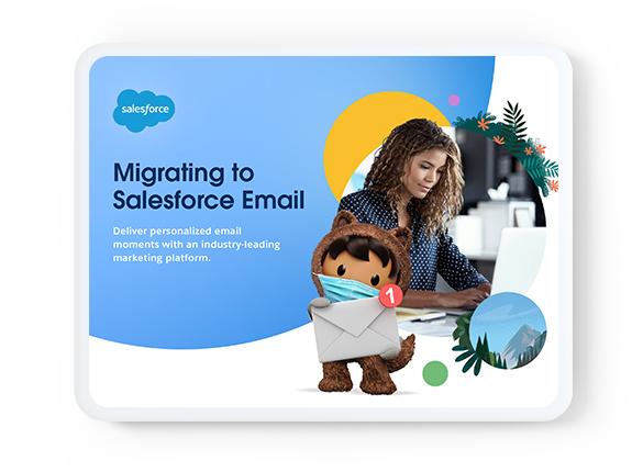 Image displaying the cover of the Migrating to Salesforce Email e-book shown within a tablet device