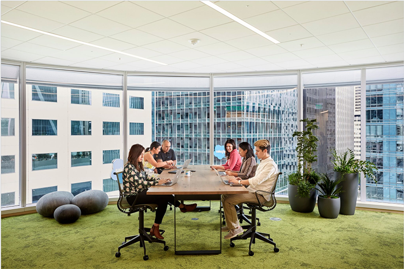 This is a picture of the flexible workspaces in the Salesforce Tower