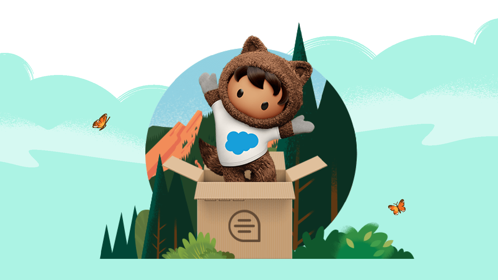 Astro jumps out of a box to convey excitement over the ease of account planning with Quip