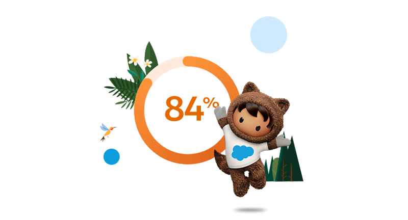 Astro jumping next to a graph reading "84%"