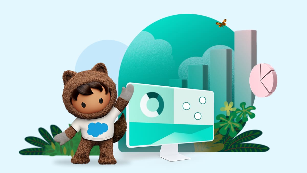 Astro showing a computer with graphs and charts