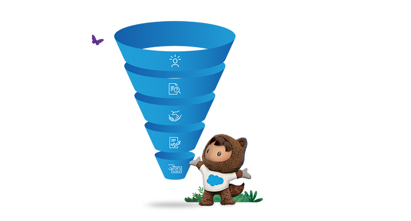 Astro next to a funnel graphic and floating butterfly
