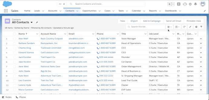 User clicks on Setup gear and selects New menu option. User fills out List View information and then clicks the Save button.