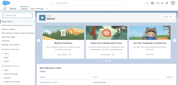 User searches for and selects "Activity Settings" from Quick Find search bar. User clicks checkbox next to "Enable Email Tracking" before saving.