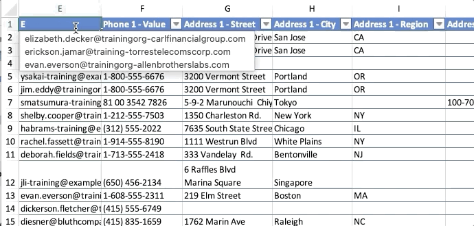 User renames each header in spreadsheet to the correct values.