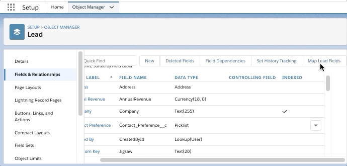 User clicks on Map Lead Fields button and then clicks on Opportunity. User clicks on dropdown next to Quantity to select the "Quantity" value.