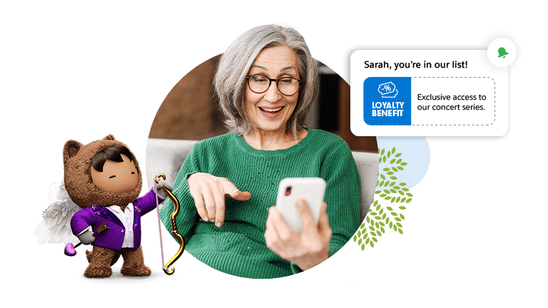 Older woman looking at a promotion on her phone