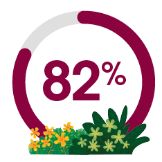 Grafico a torta che riporta 82%