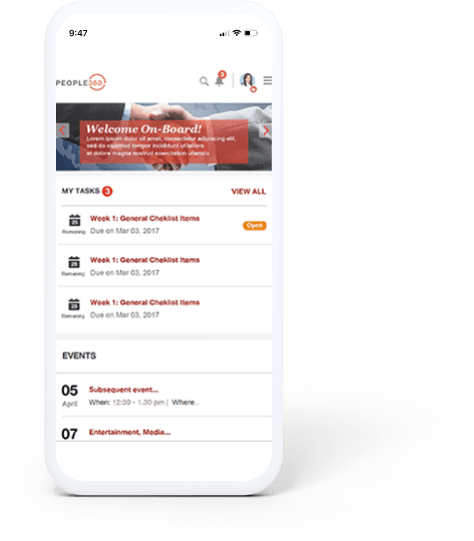 My Tasks dashboard displayed in a mobile device.