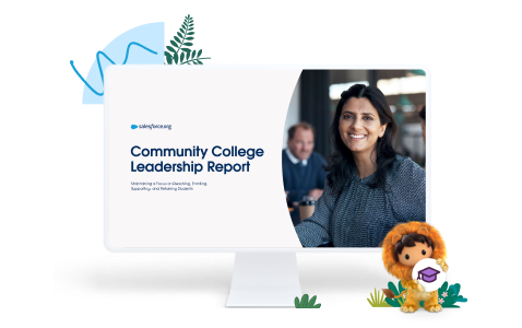 Community College Leadership Report cover on a desktop