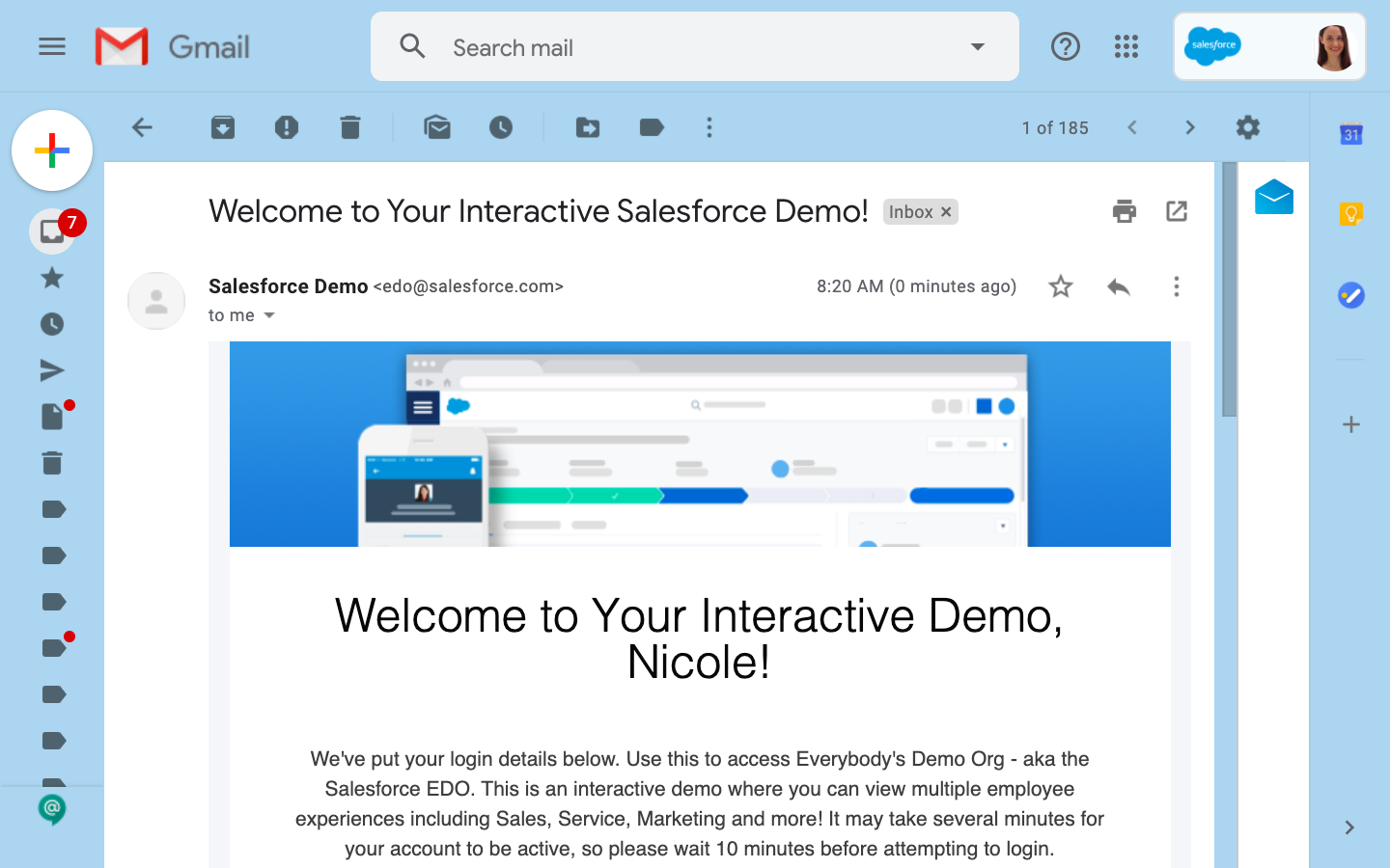 Screenshot of EDO Welcome Email