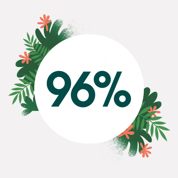 Animated Pie Chart showing 96%