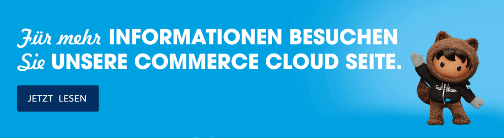 Banner, der zur Produktseite der Salesforce Commerce Cloud verweist