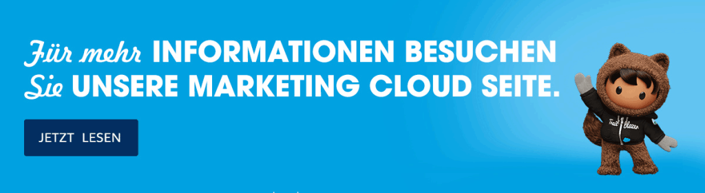 Banner, der zur Produktseite der Salesforce Marketing Cloud verweist