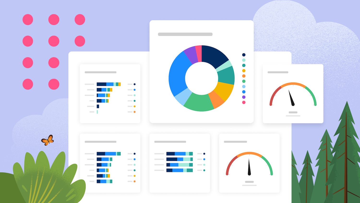 Several types of sales dashboards with graphs and charts next to each other