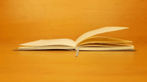 Ein gelbes Buch vor einem gelben Hintergrund