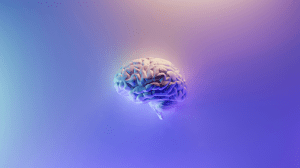 Ein Gehirn vor einem lila Hintergrund
