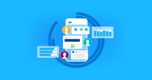 Smartphone mit der Benutzeroberfläche der Salesforce-CRM-App und Daten-Widgets