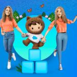 Astro with a girl and her avatar