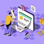 Illustration showing a business owner writing on a piece of paper with a large pencil.