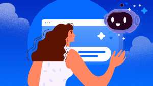 [Illustration] A customer service rep works with an AI agent in a contact center