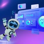 Illustration of Astro and salesforce for small business highlighting data on a CRM on a purple background.