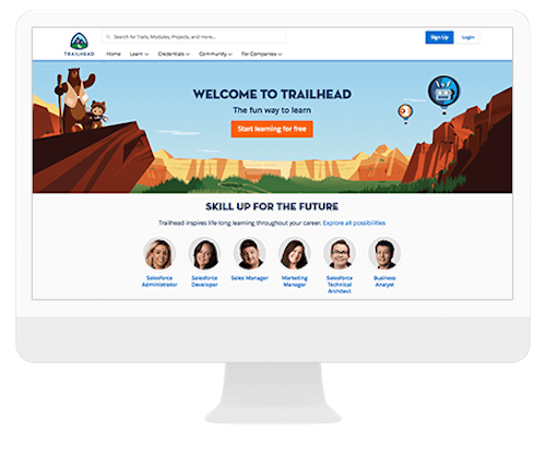 Image of the Salesforce Trailhead interface. 