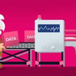 Einstein adds 'DATA' blocks to an AI machine's conveyor belt.