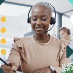 Saleswoman during a call