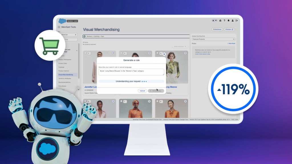 Computer showing new Agentforce Commerce capabilities.