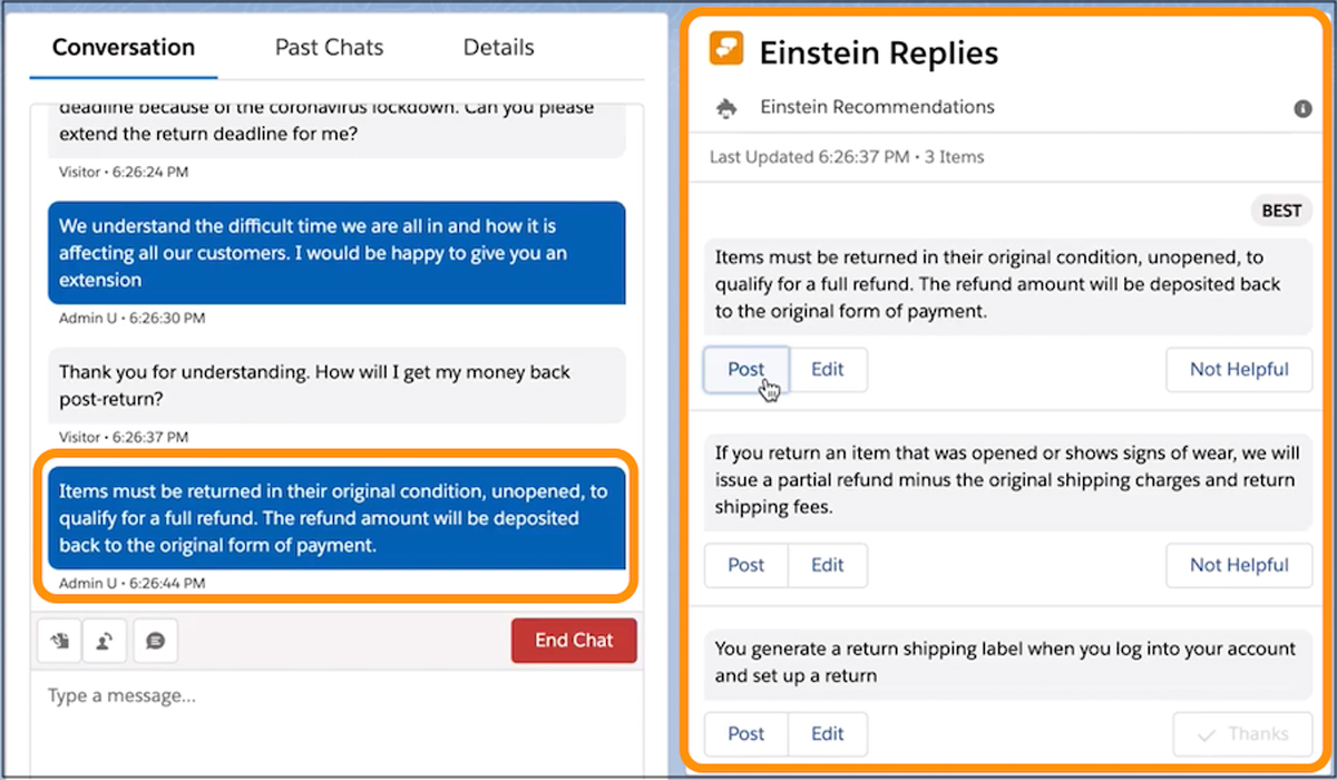 Einstein Reply Recommendations