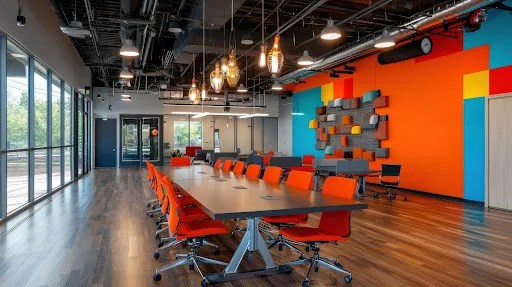 Modern collaborative workspace representing a business incubator