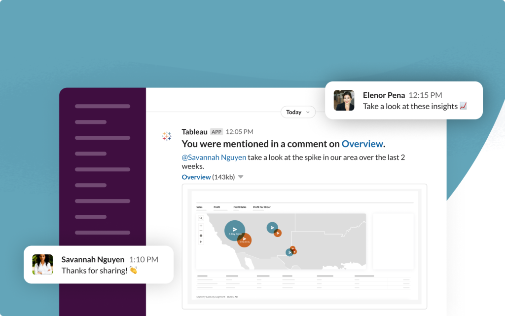 Tableau for Slack creates notifications for Tableau within a Slack workflow