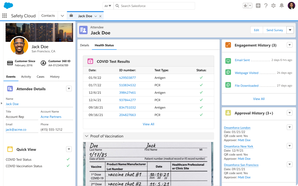 Safety Cloud centralizes testing and COVID-19 health status in a single console.