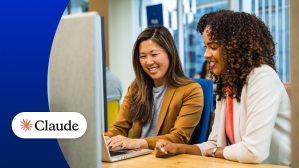 Two women testing Claude code for Slack on a laptop.