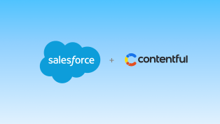 Salesforce and Contentful logos on a light blue gradient background.